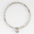 Double Bezel Asscher Attachable Diamond Pendant With Paperclip Chain (6.2mm)