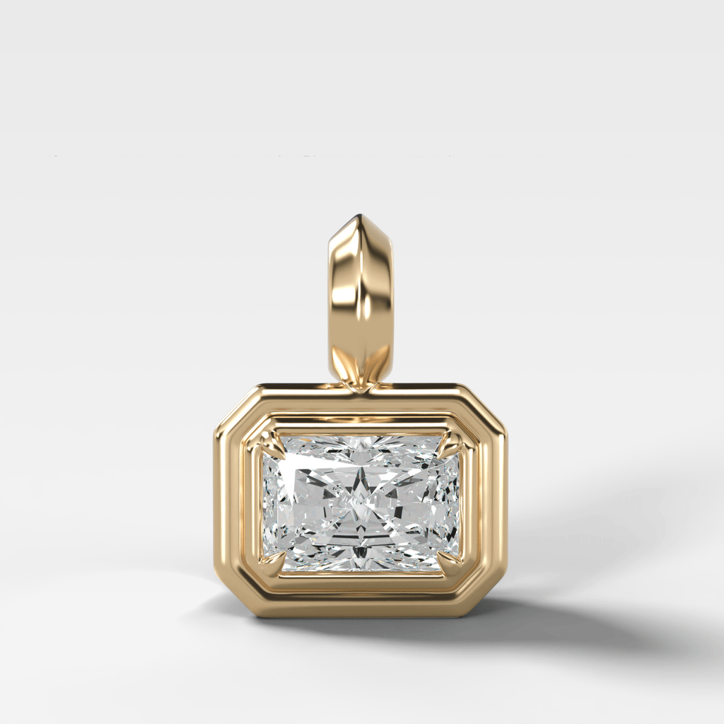 Double Bezel East West Attachable Pendant with 7.00ct Lab Grown Elongated Radiant Cut Diamond