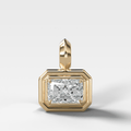 Double Bezel East West Attachable Pendant with 7.00ct Lab Grown Elongated Radiant Cut Diamond