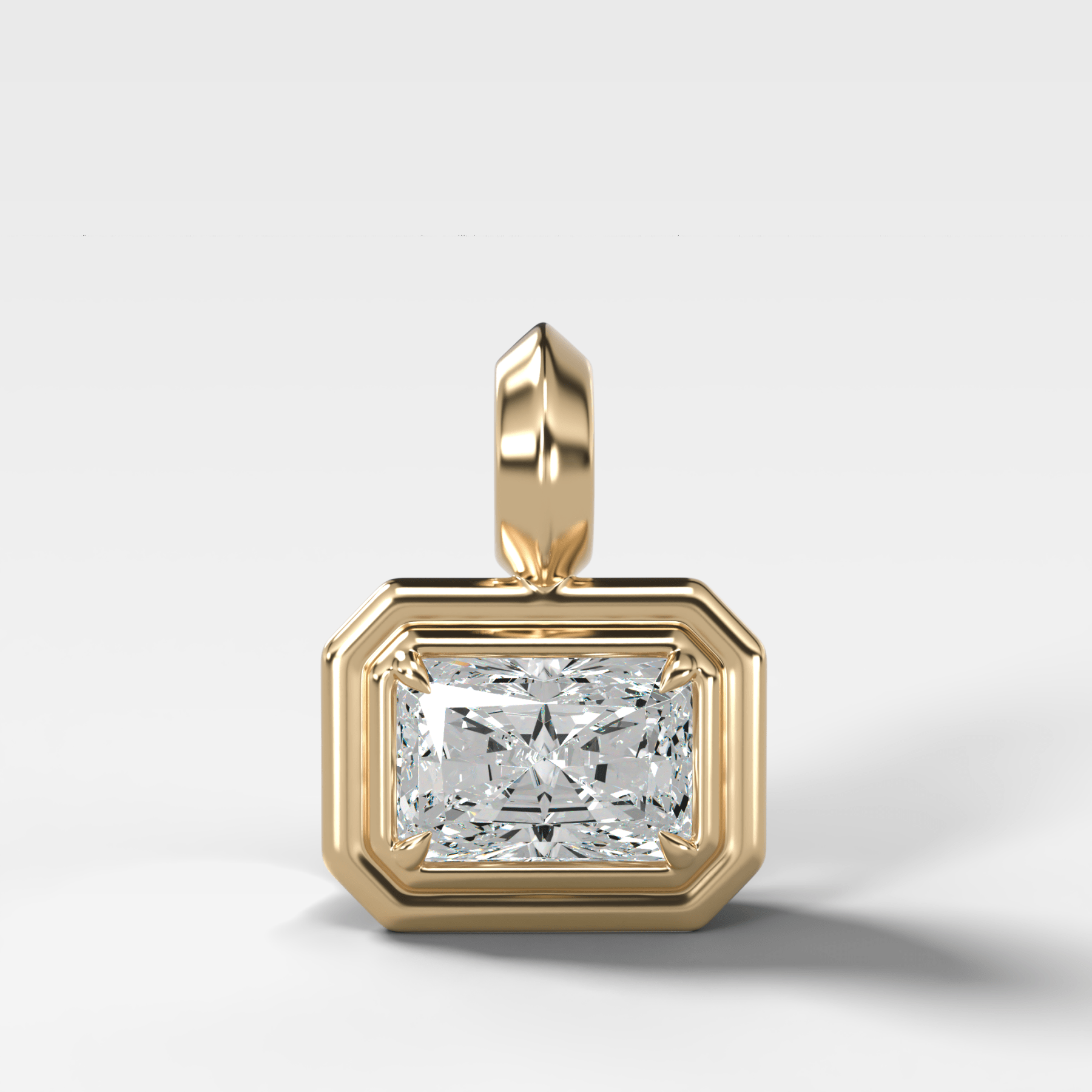 Double Bezel East West Elongated Radiant Attachable Diamond Pendant
