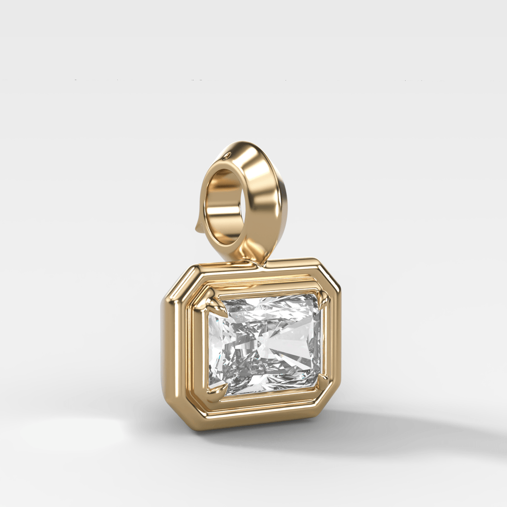 Double Bezel East West Attachable Pendant with 7.00ct Lab Grown Elongated Radiant Cut Diamond