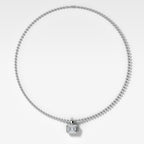 Double Bezel East West Elongated Radiant Attachable Diamond Pendant With Beaded Chain (3mm)