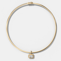 Double Bezel East West Elongated Radiant Attachable Diamond Pendant With Reversible Omega Chain (3mm)