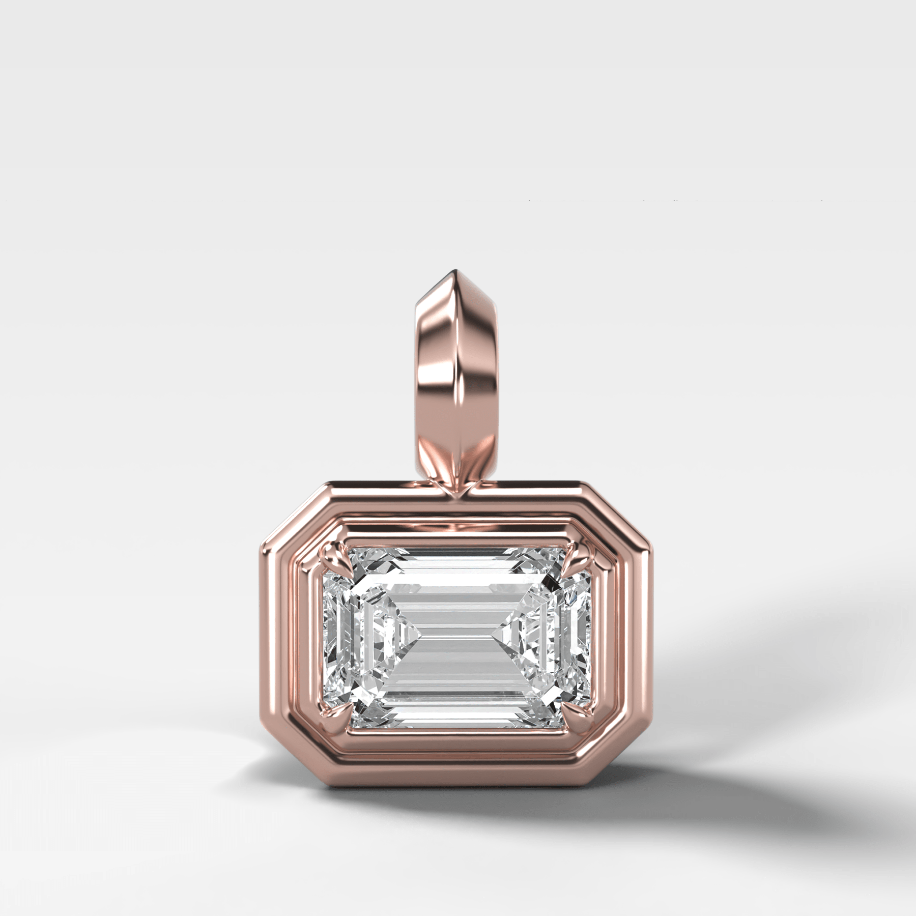 Double Bezel East West Emerald Attachable Diamond Pendant