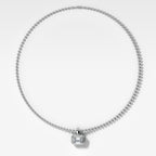 Double Bezel East West Emerald Attachable Diamond Pendant With Beaded Chain (3mm)