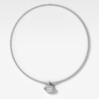 Double Bezel East West Marquise Attachable Diamond Pendant With Beaded Chain (3mm)