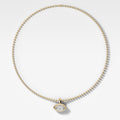Double Bezel East West Marquise Attachable Diamond Pendant With Beaded Chain (3mm)
