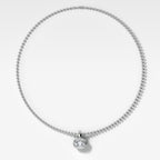 Double Bezel East West Oval Attachable Diamond Pendant With Beaded Chain (3mm)