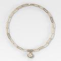 Double Bezel East West Oval Attachable Diamond Pendant With Paperclip Chain (6.2mm)