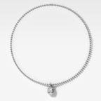 Double Bezel Elongated Cushion Attachable Diamond Pendant With Beaded Chain (3mm)