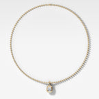 Double Bezel Elongated Cushion Attachable Diamond Pendant With Beaded Chain (3mm)