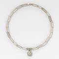Double Bezel Elongated Cushion Attachable Diamond Pendant With Paperclip Chain (6.2mm)