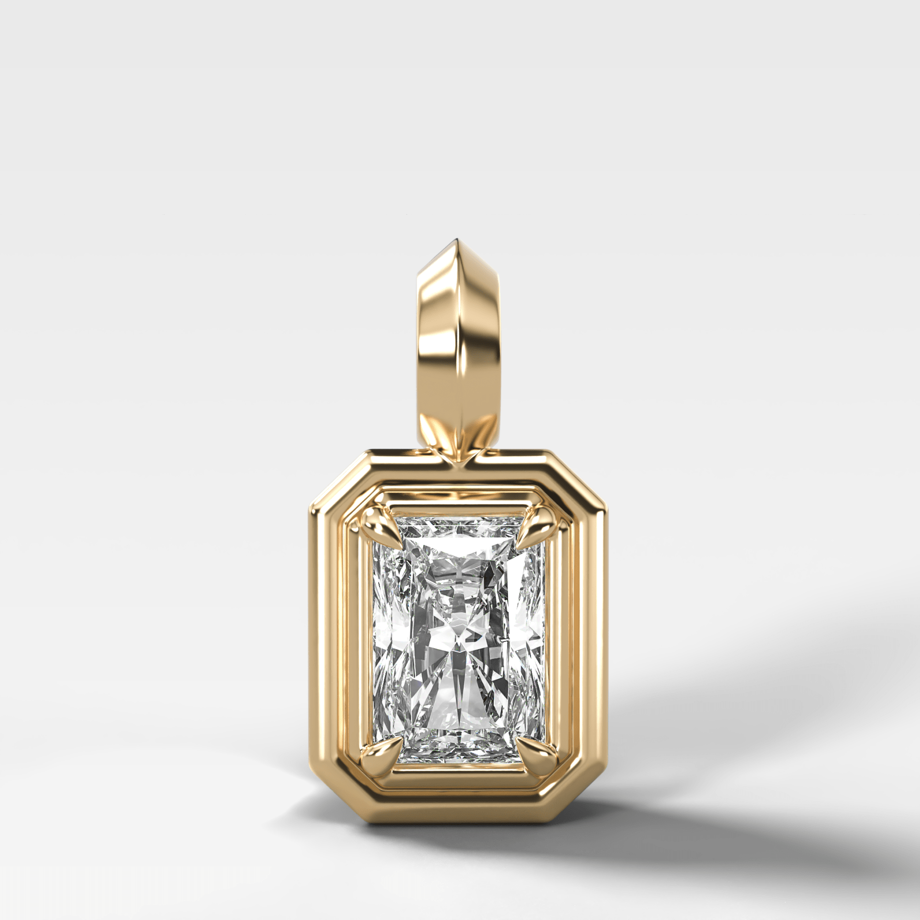Double Bezel Elongated Radiant Attachable Diamond Pendant