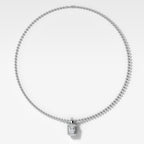Double Bezel Elongated Radiant Attachable Diamond Pendant With Beaded Chain (3mm)