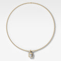 Double Bezel Elongated Radiant Attachable Diamond Pendant With Beaded Chain (3mm)