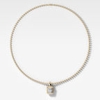 Double Bezel Elongated Radiant Attachable Diamond Pendant With Beaded Chain (3mm)