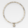 Double Bezel Elongated Radiant Attachable Diamond Pendant With Paperclip Chain (6.2mm)