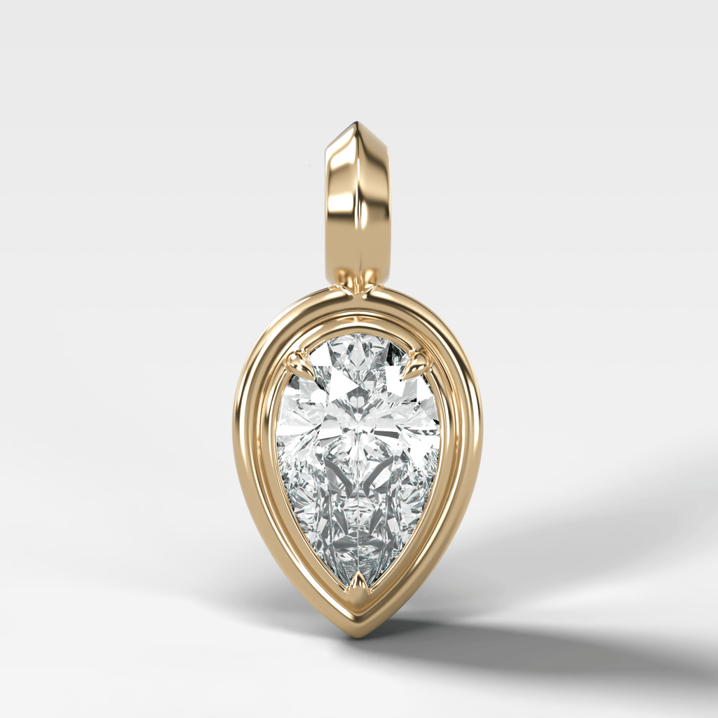 Double Bezel Flipped Pear Attachable Diamond Pendant