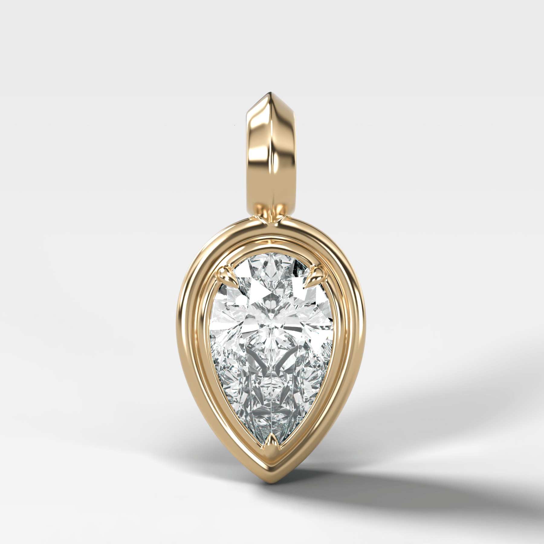 Double Bezel Flipped Pear Attachable Diamond Pendant