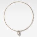 Double Bezel Flipped Pear Attachable Diamond Pendant With Beaded Chain (3mm)