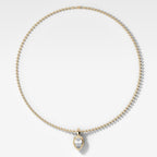 Double Bezel Flipped Pear Attachable Diamond Pendant With Beaded Chain (3mm)