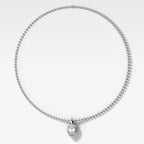 Double Bezel Flipped Pear Attachable Diamond Pendant With Beaded Chain (3mm)