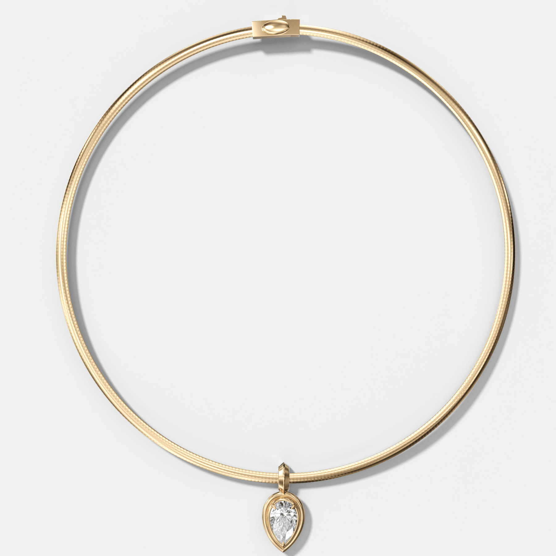 Double Bezel Flipped Pear Attachable Diamond Pendant With Reversible Omega Chain (3mm)
