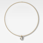 Double Bezel Heart Attachable Diamond Pendant With Beaded Chain (3mm)