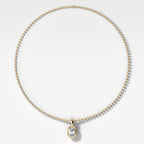 Double Bezel Pear Attachable Diamond Pendant With Beaded Chain (3mm)
