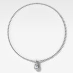 Double Bezel Pear Attachable Diamond Pendant With Beaded Chain (3mm)