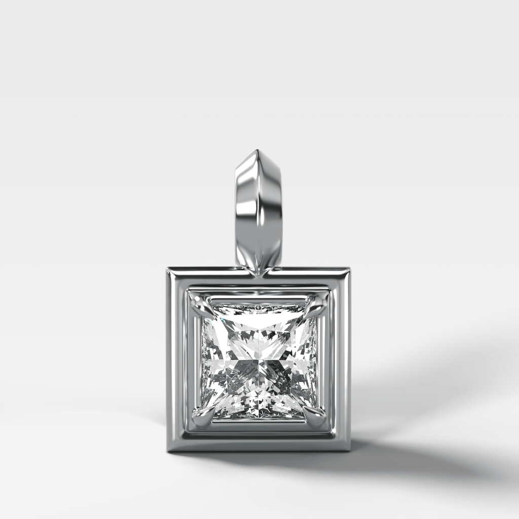 Double Bezel Princess Attachable Diamond Pendant