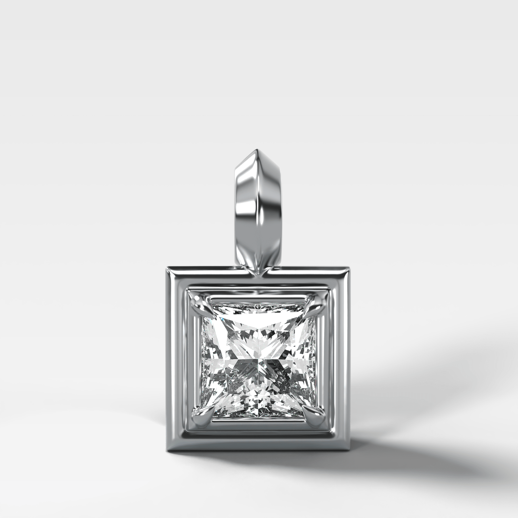 Double Bezel Princess Attachable Diamond Pendant