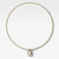 Double Bezel Princess Attachable Diamond Pendant With Beaded Chain (3mm)