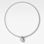 Double Bezel Round Attachable Diamond Pendant With Beaded Chain (3mm)