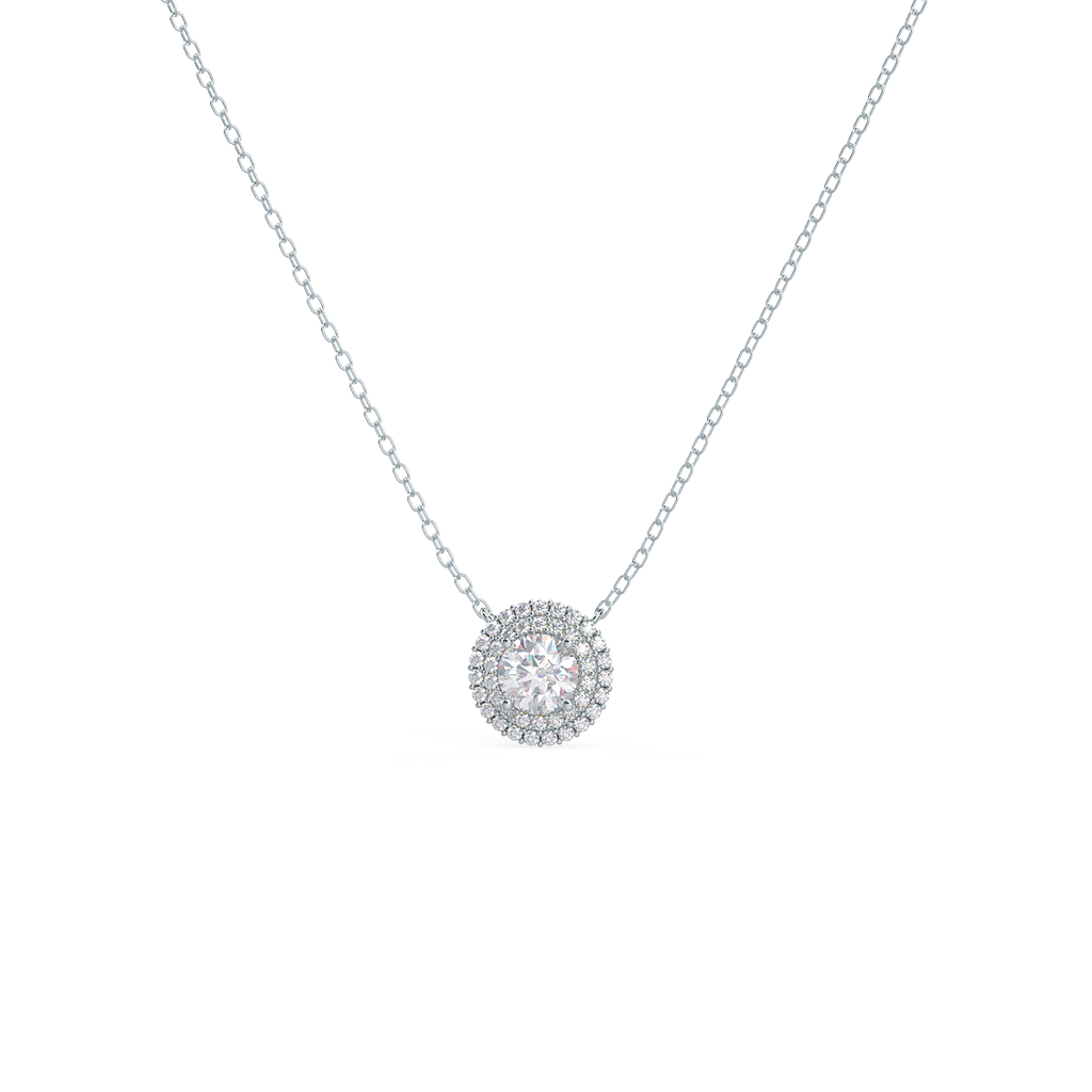 0.50 CT Round Brilliant Cut Moissanite Halo Necklace