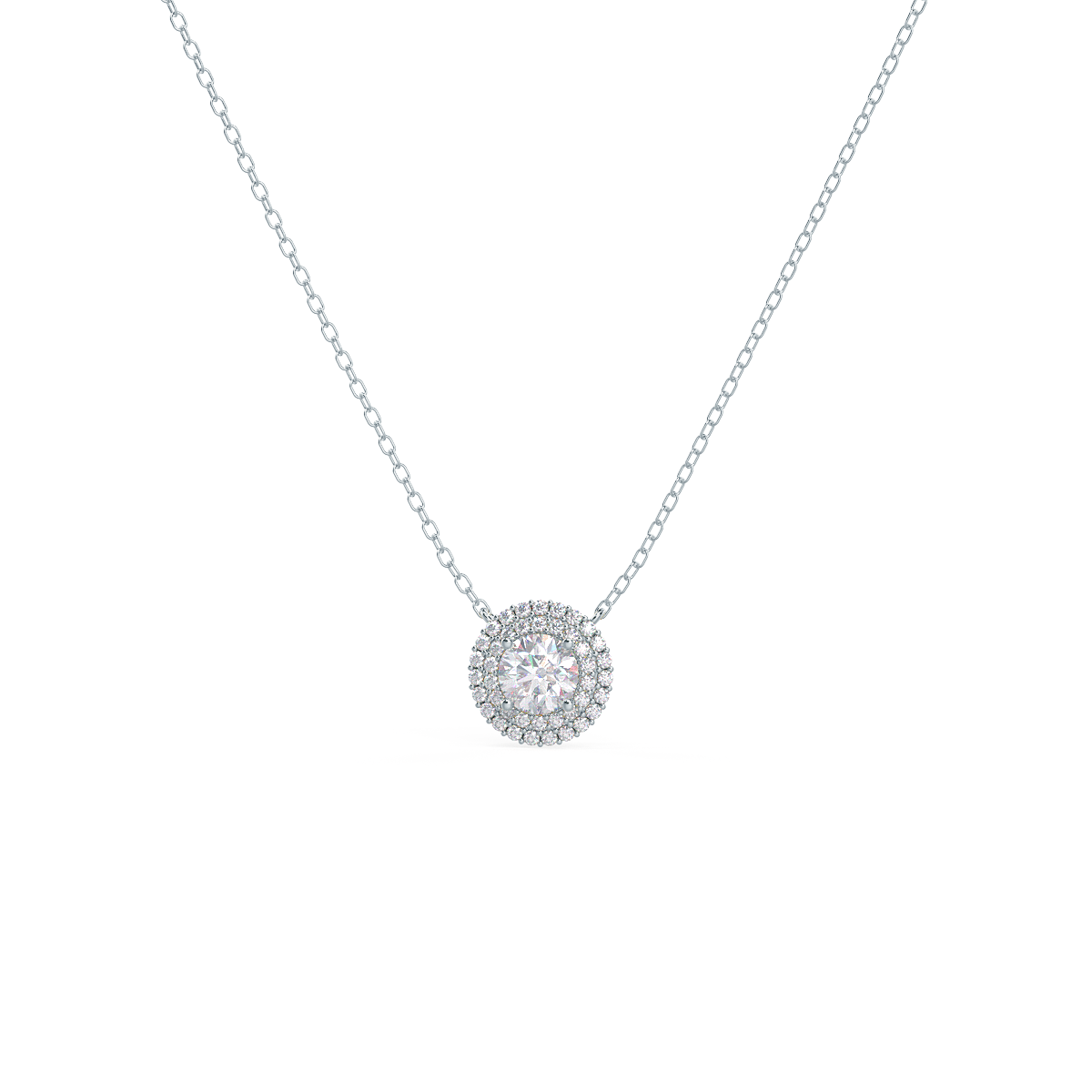 0.50 CT Round Brilliant Cut Moissanite Halo Necklace