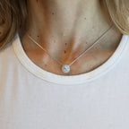 0.50 CT Round Brilliant Cut Moissanite Halo Necklace