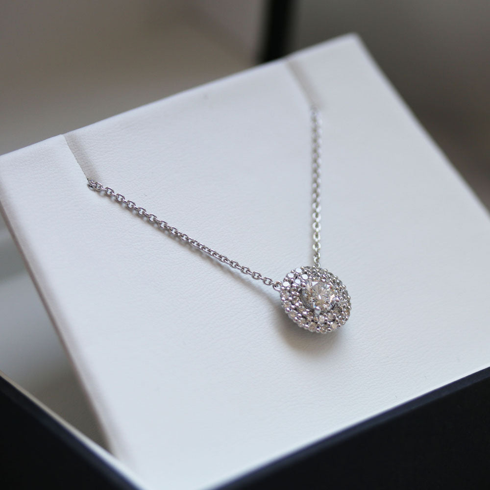 0.50 CT Round Brilliant Cut Moissanite Halo Necklace