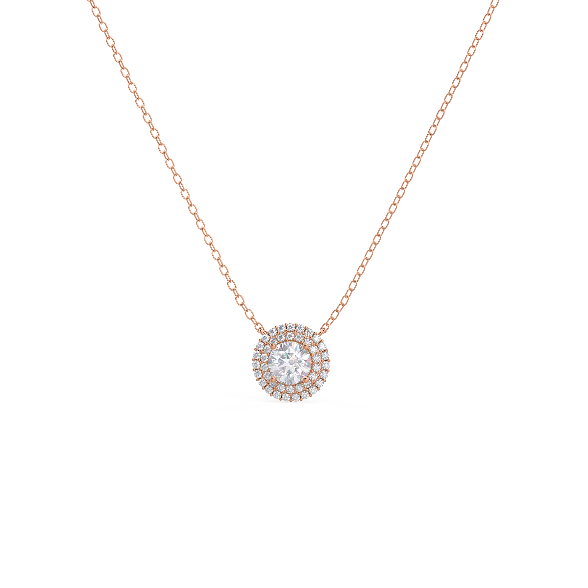 0.50 CT Round Brilliant Cut Moissanite Halo Necklace