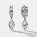 Double Ridge Club Drop Huggies with Marquise Cut Diamonds