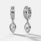 Double Ridge Club Drop Huggies with Marquise Cut Diamonds