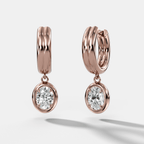 Double Ridge Club Drop Huggies with Oval Cut Diamonds