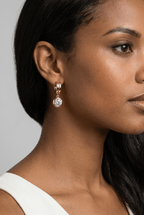 Double Ridge Club Drop Huggies with Round Cut Diamonds