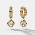 Double Ridge Club Drop Huggies with Round Cut Diamonds