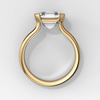 Double Row East West Half Bezel Solitaire Engagement Ring With Asscher Cut Diamond