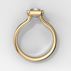 Double Row Half Bezel Solitaire Engagement Ring With Elongated Radiant Cut Diamond