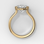 Double Row Half Bezel Solitaire Engagement Ring With Round Cut Diamond