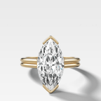 Double Row North South Half Bezel Solitaire Engagement Ring With Marquise Cut Diamond
