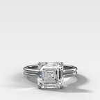 Double Row Solitaire Engagement Ring With Asscher Cut Diamond