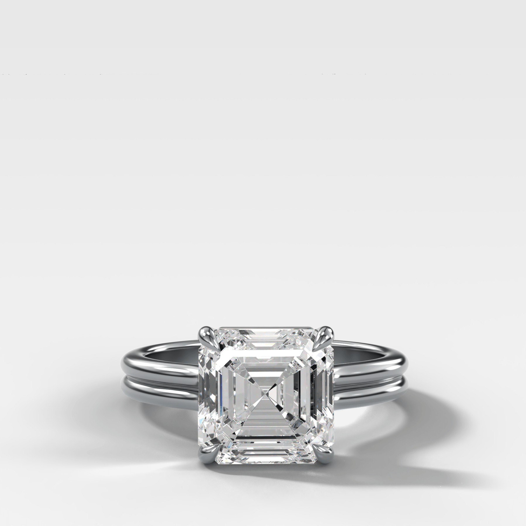 Double Row Solitaire Engagement Ring With Asscher Cut Diamond